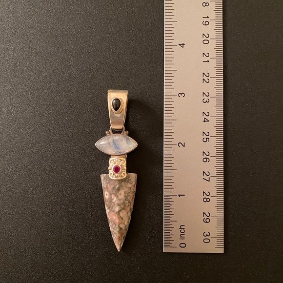 Vintage Sajen Orbicular Jasper & Multigem Pendant - Picture 6 of 7